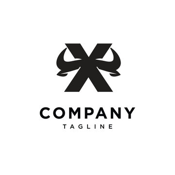 Letter X Cow Horns Logo Icon Vector