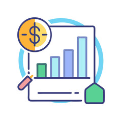 Poster - Financial Analysis Growth Chart with Dollar Sign and Magnifier
