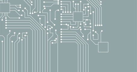 Poster - White circuit line technology pattern on light blue background vector.