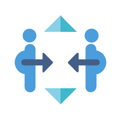 Poster - People interacting with exchange arrows on a black background