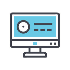 Poster - Modern computer screen icon on black background graphic style