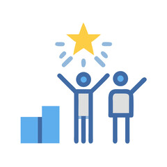 Poster - People reaching for a star on a success staircase