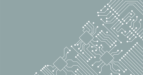 Poster - White circuit line technology pattern on light blue background vector.