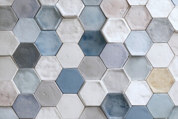 Fototapete - Hexagon pattern wall background for design, construction, and mosaic decoration