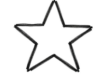 Poster - A simple black star outline drawn with crayon, isolated on transparent background, perfect for artistic or decorative designs