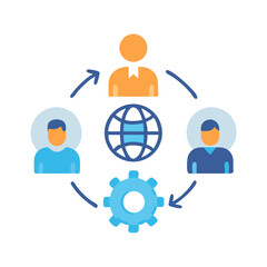 Poster - Teamwork and global collaboration represented in a modern graphic style