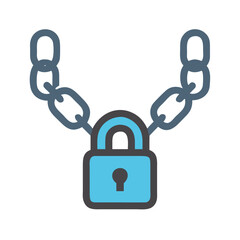Aufkleber - Stylized padlock with chain against black background for security
