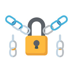 Aufkleber - Padlock with chains in a modern flat design