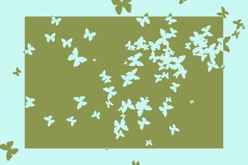 Poster - Stencil butterfly pattern design in green and blue