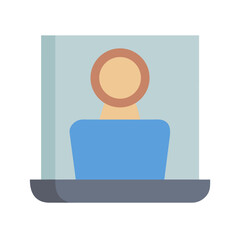 Poster - Simple flat illustration showing online conference or meeting icon
