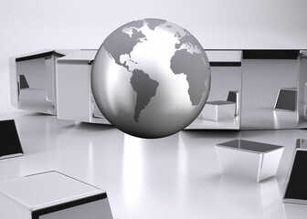  - Planet on grey abstract background