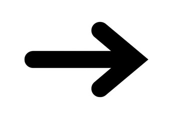 Poster - A simple black arrow points right, isolated on transparent background, indicating direction