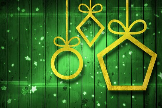 Christmas decorations over wood