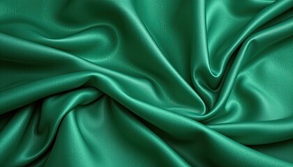 Poster - Smooth Green Satin Fabric Texture for Background and Design Use