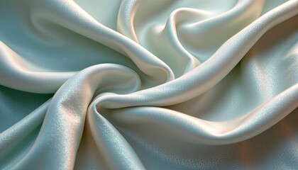 Poster - Smooth and Shimmering Light Blue Fabric with Elegant Drapery Texture