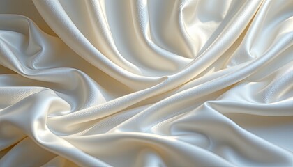 Poster - Soft White Satin Fabric Texture with Elegant Drapery and Folds
