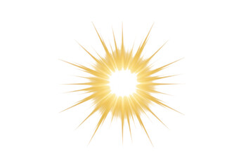 Poster - A bright yellow sunburst with glowing rays is isolated on transparent background