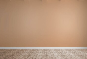Poster - Empty room interior is featuring flat design wooden floor, beige wall, overhead beams, copy space