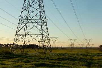 Poster - The evening electricity pylon silhouette