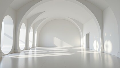 Poster - Bright and Airy Minimalist Interior with Arched Architecture
