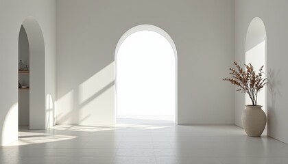Poster - Minimalist Interior with Arched Doorways and Natural Light