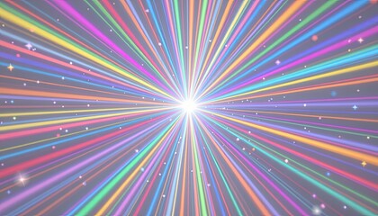 Poster - Colorful Light Rays Burst in Vibrant Spectrum with Bright Center