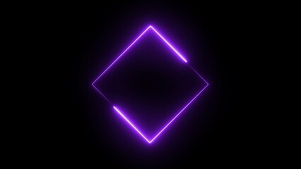 Canvas Print - pink color neon box icon. neon square frame illustration and seamless black background.