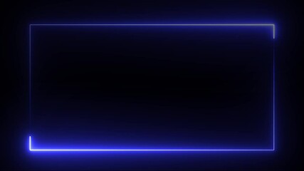 Wall Mural - Neon rectangle frame icon animation on black background. Rectangular frame with moving line.