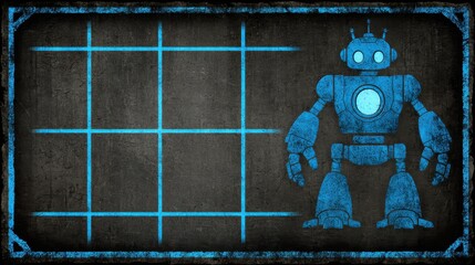 Poster - Robot standing in front of a grid concept representing business alignment tracking and modern digital solutions for growth