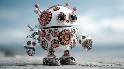 Poster - Intricate robot design featuring gears and mechanisms representing advanced technology and engineering principles