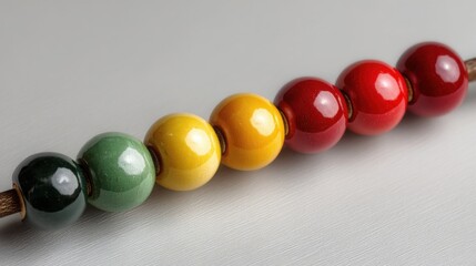 Poster - Long row of colorful beads showcasing behavioral patterns through a clean line graph conceptual illustration design