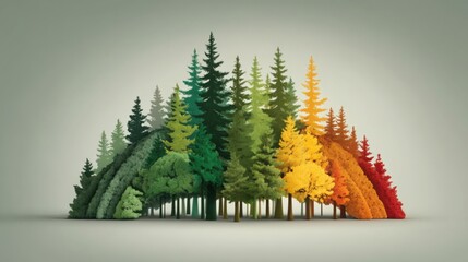 Poster - Lush forest filled with diverse trees displaying biodiversity loss indicators as a conceptual environmental threat level