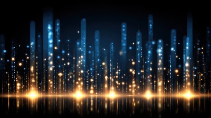 Poster - City with lights at night as a captivating representation for blockchain emotional volatility tracker icon concept design