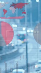 Poster - Animation of infographic interface over moving vehicles on street in city