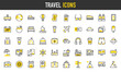 © Picvault - Travel vector icons. such as Picture, Double Bed, World, Online Booking, Compass, Car, First Aid Kit, Tram, Action Camera, Hotel, Sunglasses, Torch, Ticket, Ice Cream illustration.