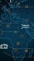 Poster - Animation of world map and network of connections on black background