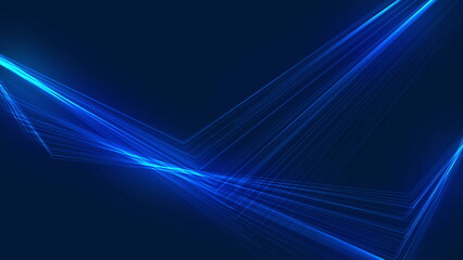 Poster - Blue minimal glow lines abstract futuristic tech background