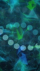 Poster - Animation of scientific data processing over globe and dna strand on dark background