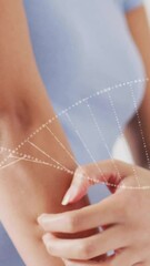 Poster - Animation of dna strand over african american woman scratching her arm