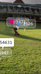 Aufkleber - Animation of icons and data processing over diverse rugby players