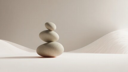 Poster - Stacked stones on a light beige surface.
