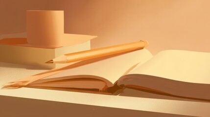 Poster - open book with pencil and sticky notes on a surface.