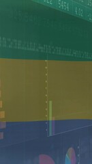 Poster - Financial data charts and graphs animation over green and blue background