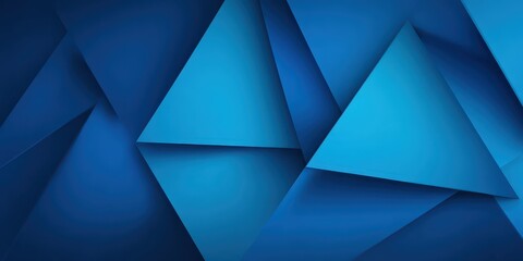 Fototapete - Blue triangle shapes overlapping create depth, abstract background for tech use