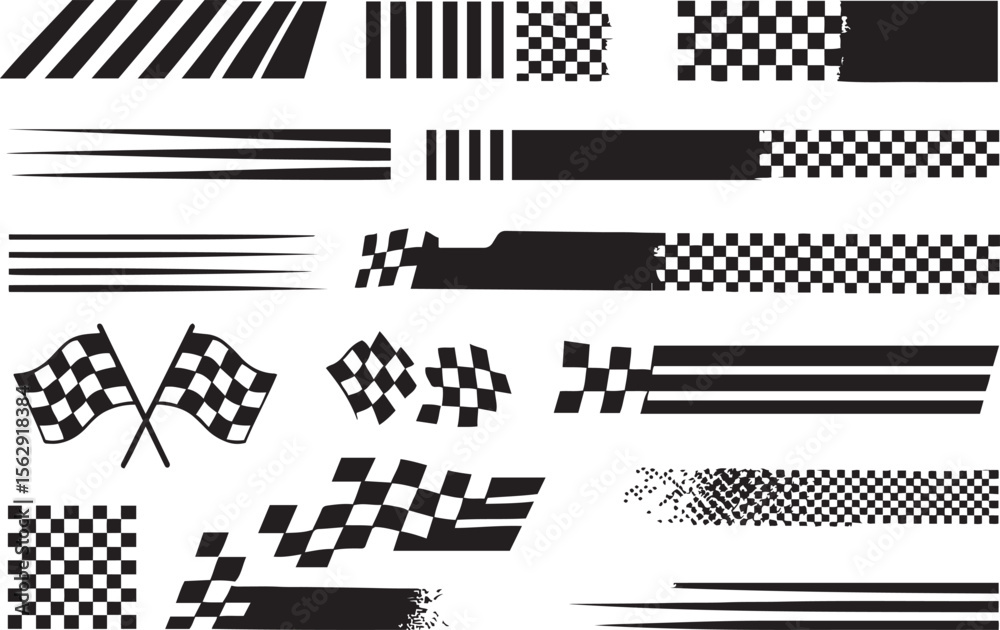 Racing Graphics Vector: Checkered Flags, Speed Stripes, Finish Line ...