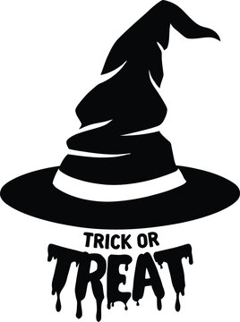 Halloween trick or treat typography witch hat design