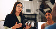 © FantiS/peopleimages.com - Women, photographer and planning with model for photoshoot, direction and backstage. People, technology and camera for filming production, videography and photography internship for digital agency