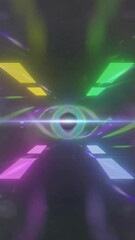 Aufkleber - Colorful light beams and geometric shapes animation over dark background