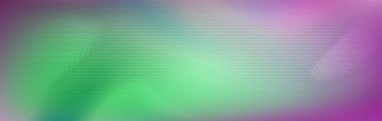 Poster - Colorful pixel gradient backdrop for game interface - vibrant green to purple halftone transition with dotted texture. Modern retro gaming background for ui design, digital art or creative video.