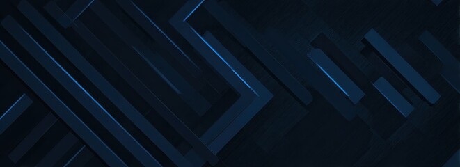 Fototapete - Deep blue background with geometric, angled elements, digital render use